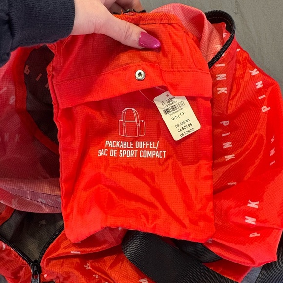 PINK Victoria's Secret Red and Black Travel Bag - Picture 3 of 6